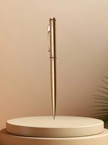 1pc Premium Full Metal Stainless Steel Ballpoint Pen, Smooth Writing Experience, Business Signing Pen With Retractable Mechanism, 0.5mm Ink Tip, High-End Gift - Single Rose Gold - View 1