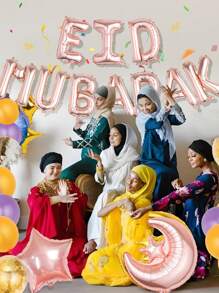 12 个玫瑰金开斋节穆字母气球、玫瑰金星星和新月气球，适用于开斋节装饰、斋月装饰、开斋节穆装饰、家庭派对装饰 - 玫瑰金 - 查看 6