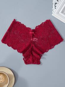 3pcs Ladies Panties Lace Floral Print Fashion Bow Simple Comfort Triangle Panties - Multicolor - View 5