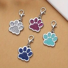 Customized Pet Paw Print ID Tag, Alloy Dog Tag, Engraved Cat Paw Pendant Tag, Dog Collar Nameplate