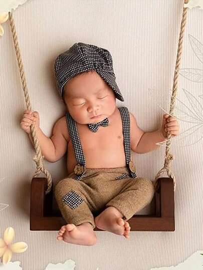 Newborn Photo Props Hand-Woven Wooden Swing Photography Auxiliary Props Macrame Woven Prop Swing Wood Color Used For Photo Auxiliary Props Photo Studio Or New Mothers To Take Beautiful Photos Photo Art Photography Props Baby Shower Easter Gifts Things For Girls/Boys
