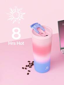 Vaso aislado de 24 onzas con tapa y pajita, taza de viaje para café 100% a prueba de fugas, vaso de café de acero inoxidable que mantiene el frío hasta 24 horas o el calor hasta 8 horas, compatible con portavasos de coche
