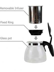 1 Pieza Tetera Redonda de Vidrio de Borosilicato con Tapa y Mango de Plástico, Capacidad de 1 Litro, Apta para Estufa a Gas, con Infusor de Acero Inoxidable Resistente al Calor, Perfecta para Té de Hojas Sueltas