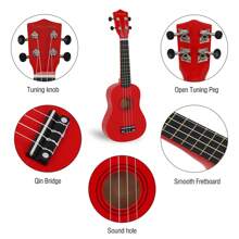 21 Inch Soprano Ukulele,Professonial Ukele  With Gig Bag, Picks,Extra Strings - Red - View 6