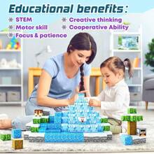 Magnetic Building Block Set To Create Fridge Kingdom World, Kids STEM Sensory Cube Construction Montessori Educational Toy, Build Magnetic Mining World To Improve Problem-Solving Ability, Halloween & Christmas & Birthday Gift, Magnetic Blocks Toy Set, Perfect Sensory DIY Toy For Boys & Girls, Endless Fun (Some Colors & Patterns Randomly Styles)