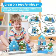 Magnetic Building Block Set To Create Fridge Kingdom World, Kids STEM Sensory Cube Construction Montessori Educational Toy, Build Magnetic Mining World To Improve Problem-Solving Ability, Halloween & Christmas & Birthday Gift, Magnetic Blocks Toy Set, Perfect Sensory DIY Toy For Boys & Girls, Endless Fun (Some Colors & Patterns Randomly Styles)