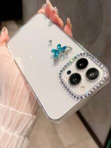 全新时尚简约手工水晶透明防黄亚克力水钻钻石心形奢华闪亮防摔手机壳适用于 iPhone11/12/13/14/15/16/PROMAX