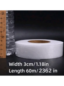 1/2/3cm Wide X 60m White Double-Sided Adhesive Non-Woven Thermal Fusion Fabric Lining, Thin Fusible Bonding Tape For Clothing Accessories, Edge Binder