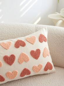 1 pièce Taie d'oreiller décorative beige avec cœur brodé pour la Saint-Valentin, convient pour la décoration intérieure, housse de coussin décorative pour le printemps/été, insert de coussin non inclus - Beige - Voir 9
