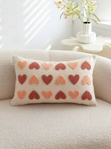 1 pièce Taie d'oreiller décorative beige avec cœur brodé pour la Saint-Valentin, convient pour la décoration intérieure, housse de coussin décorative pour le printemps/été, insert de coussin non inclus - Beige - Voir 7