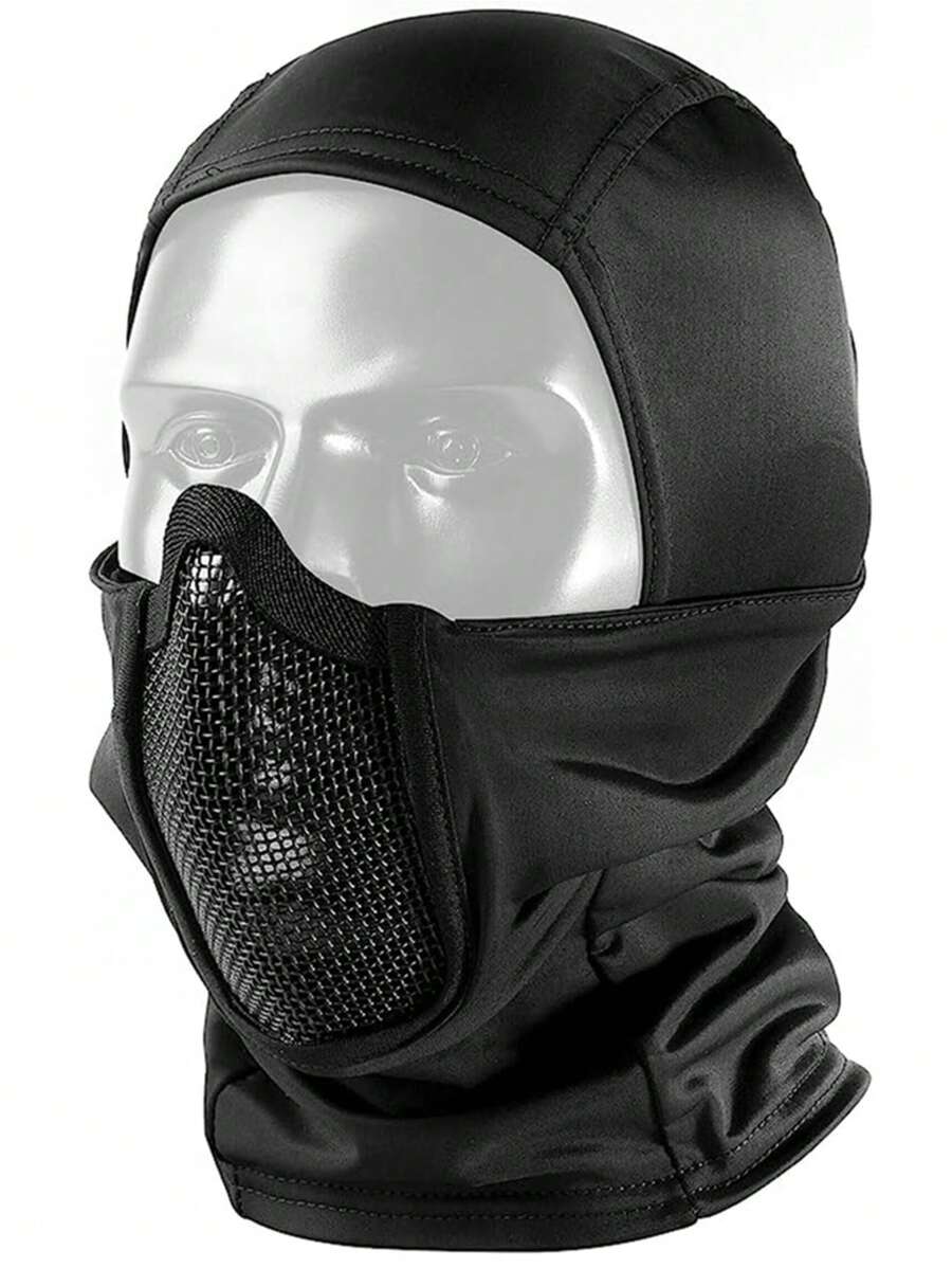 Máscara de malla pasamontañas OneTigris, máscara táctica con protección facial completa para exteriores - Negro - Ver 1