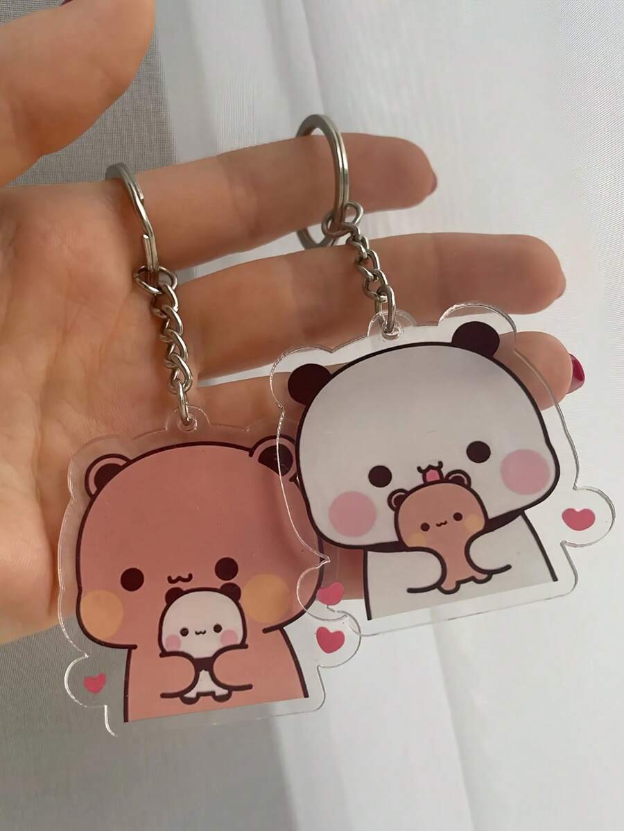 新款时尚情侣钥匙扣，卡通亚克力材质，可爱背包钥匙扣吊坠，迷人礼物，学生情侣，1 对情侣钥匙扣背包，适合学校汽车配件哥特 Y2k