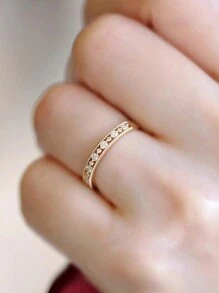 1pc High-End Niche Design Minimalist Personalized Style 925 Silver Ring For Women, Cold Tone - Gold - View 2