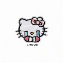 Sanrio 1pc/6pcs Cartoon Hello Kitty Fabric Sticker Embroidery Label Cute Patch For Clothes, Self-Adhesive Waterproof Decal, Suitable For All Kinds Of Clothing. (Random Style)