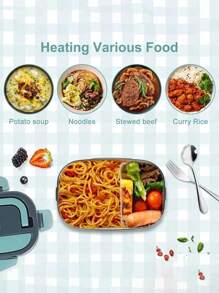 圣诞电热午餐盒保温器 - Herrfilk 便携式车载家用食物加热器 - 防漏设计，卡车司机专用微波炉式午餐加热器，配备可拆卸不锈钢内胆，容量 1.5 升，110V/12V [升级版] 家居装饰新年礼物 - 彩色 - 查看 2