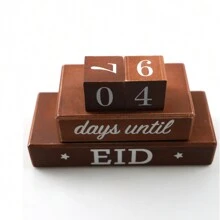 Wooden Cubic Countdown Calendar Decor, Holiday Home Tabletop Decoration E-I-D