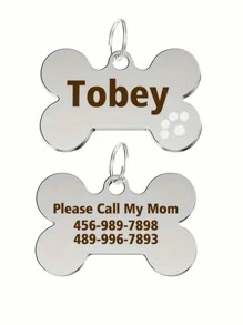 Customized Pet ID Tag With Engraving, Double-Sided Personalized Dog Name And Contact Info Label, Lovely Anti-Lost Dog Tag Cat Tag