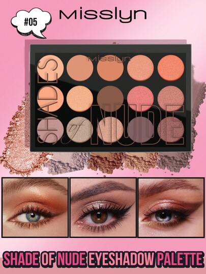  MISSLYN裸色眼影盘，15色，10种高显色度哑光、珠光和缎光色调，丝滑柔润，易于晕染，持久显色，打造自然妆容