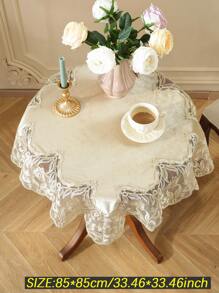 1 件 100% 涤纶厚天鹅绒面料优雅 3D 金线刺绣蕾丝花边桌布，适用于厨房、餐桌、会议桌、方桌/圆桌、书桌、咖啡桌、梳妆台、家居装饰、派对、节日、婚礼、别墅、庭院、野餐、橱柜、钢琴罩、客厅、卧室、室内/室外、所有季节、矩形/方形桌布、房间装饰、派对、婚礼、户外家具，多种尺寸可供选择 - 卡其色 - 查看 10