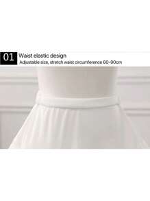 1pc Solid Color Polyester Lolita Dog Print Layered Petticoat Skirt, 60cm 4-Layer Soft Tulle Underskirt, Soft Girl Cosplay, Lolita Costume, Suitable For All Seasons Fall Clothes For Women - White - View 4