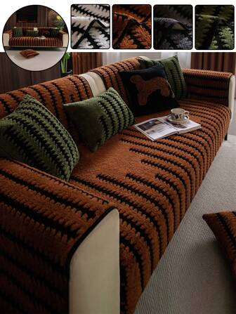 1pc High-End Modern Simple Chiffon Polyester Sofa Cushion Cover, Soft Fabric, Dust-Proof, Non-Slip, Anti-Pilling, Anti-Fading, Anti-Cat Scratch Sofa Protector, Fashionable Decorative Cover For Bedroom, Home, Office, Living Room, Fits 1/2/3/4 Seater Sofa Cover Couch Cover Sofa Covers Room Decor Living Room Decor