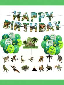 Dinosaurus thema Happy Birthday banner, vlag, ballon, topper decoraties voor thuisfeesten