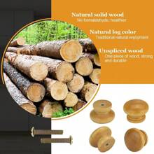 28mm 4/8/12pcs Cabinet Knob Kitchen Drawer Cupboard Door Handle Wooden Pull Screws