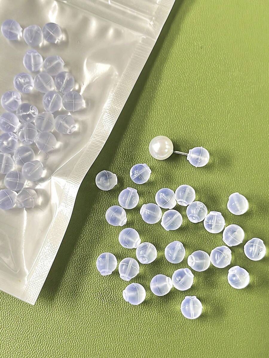 Approx. 30pcs Clear Plastic Round Ball Ear Plugs For Women, Everyday Wear - Clear - View 1