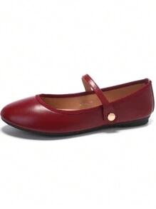 Women Casual Minimalist Solid Color Flat Shoes, For Daily Wear - Burgundy - View 2