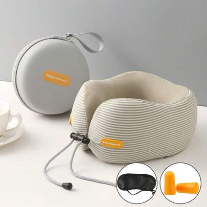Gối cổ hình chữ U Memory Foam, Gối du lịch trên máy bay, Gối ngủ cổ cho cột sống cổ, Gối chữ U di động