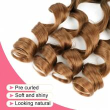100克/包 24英寸 法式卷发 蓬松波浪 弹性钩针编织假发 1包 渐变棕色 预拉伸 Yaki 卷发 编织假发 适用于彩色接发 - 彩色 - 查看 7