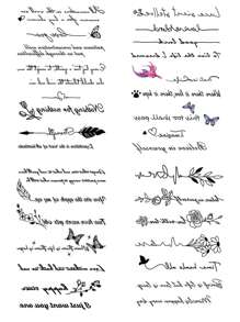 CAT QUEEN ART 4 件装黑色浪漫英文单词、心形、花卉、蝴蝶图案临时纹身贴纸，适合男女，日常、派对、节日礼物，装饰手臂、手腕、胸部、背部