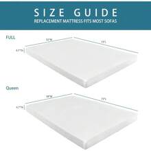 Colchón de espuma viscoelástica de 4.7 pulgadas con funda lavable para sofá cama y camas de sofá, tamaño Queen (sofá no incluido) - Blanco - Ver 5