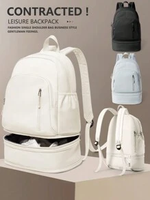 运动背包，简约学生背包，时尚背包，防水轻便大容量旅行背包，带鞋仓和防水口袋，便携式电脑背包，带笔记本电脑隔层，适合户外徒步、旅行、露营、运动、游泳，可折叠男士功能包，游泳包，送给朋友、爸爸、男朋友的礼物，男士夏季春假礼物，沙滩包，旅行包，书包，大学包，大容量包，旅行包，防水背包，沙滩周末包 - 彩色 - 查看 2