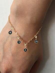 1pc Black-Color A-Z Letter Keychain, Suitable For Bag Pendant, Backpack Decor, Car Hanging Accessory, Daily Gift For Women