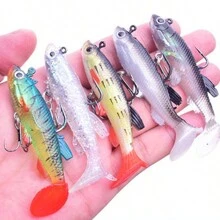 Kit 5 Isca Artificial Shad Silicone Tucunaré Robalo Traira - Multicolorido - Visão 4