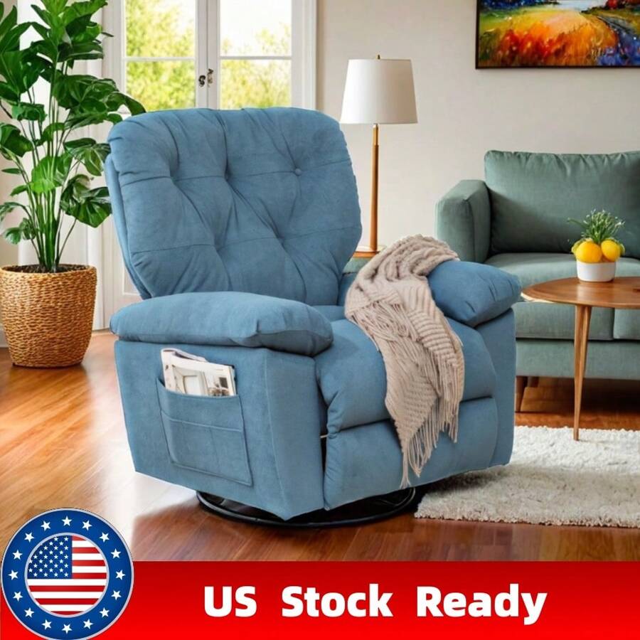 Relaxing Recliner Chair, 360 Swivel Rocker Chair, Soft Artificial ...