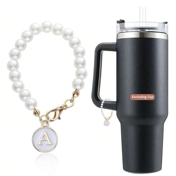 1pc Letter Charms Accessories For Cup Name Id Plate Initial Letter Handle Personalized Charm For Tumbler Water Cup Handle Identification Letter Charm Chain