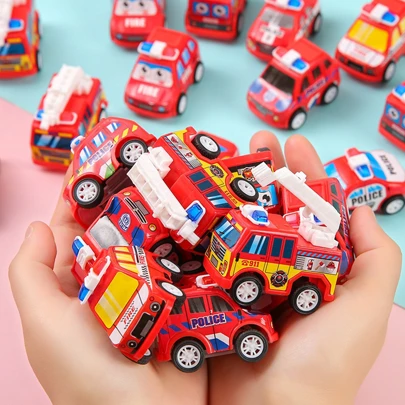 1/6/12/24/48pcs Friction Powered Mini Fire Truck Toy, Fire Engine Toy, Birthday Party Favor, Classroom Prize, Gift Bag Filler And Piñata Filler, Random Color And Style