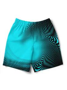男士3D夏季几何涡旋彩色印花沙滩短裤舒适单层无内搭度假夏威夷短裤 - 彩色 - 查看 2