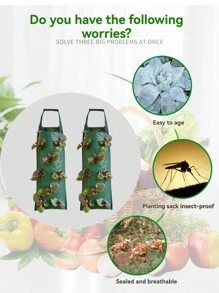 Bolsa de plantación vertical para fresas, bolsa colgante vertical tridimensional de PE para plantas, bolsa de plántulas con múltiples bocas para fresas