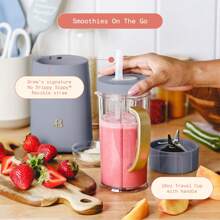 Personal Blender Set - 12-Piece - 240W - Includes Travel Cups & Blending Accessories (4.56"X4.56"X12.1", 3.15 Lbs, Model 19482) With Warranty - Cornflower Blue - View 2