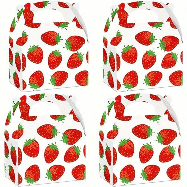 Set de 12/24 cajas de regalo con tema de fresa para fiesta de cumpleaños, suministros para fiesta de cumpleaños con tema de frutas, cajas de embalaje, cajas de dulces, cajas de embalaje de chocolate, obsequios de fiesta, decoraciones de cumpleaños
