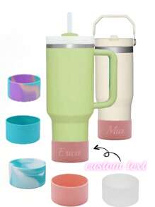 1pc Customized Tumbler Mug/Personalized Tumbler Sleeve/Engraved Tumbler Mug/20oz 30oz 40oz Tumbler Mug/Silicone Tumbler Mug/Tumbler Accessories Water Bottle - Grey Coaster - View 2