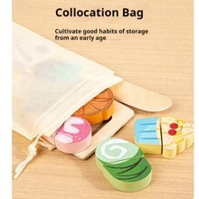 1 套儿童模拟水果厨房玩具切菜游戏儿童早期教育食物认知角色扮演木制玩具 - 彩色 - 查看 6