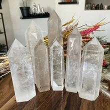 1pc Clear Quartz Crystal Tower - Hand-Polished Wand Point For Energy Balancing, Reiki & Home Decor | Perfect Gift For Christmas, Halloween, Thanksgiving, DIY Crafts, Jewelry Patterns