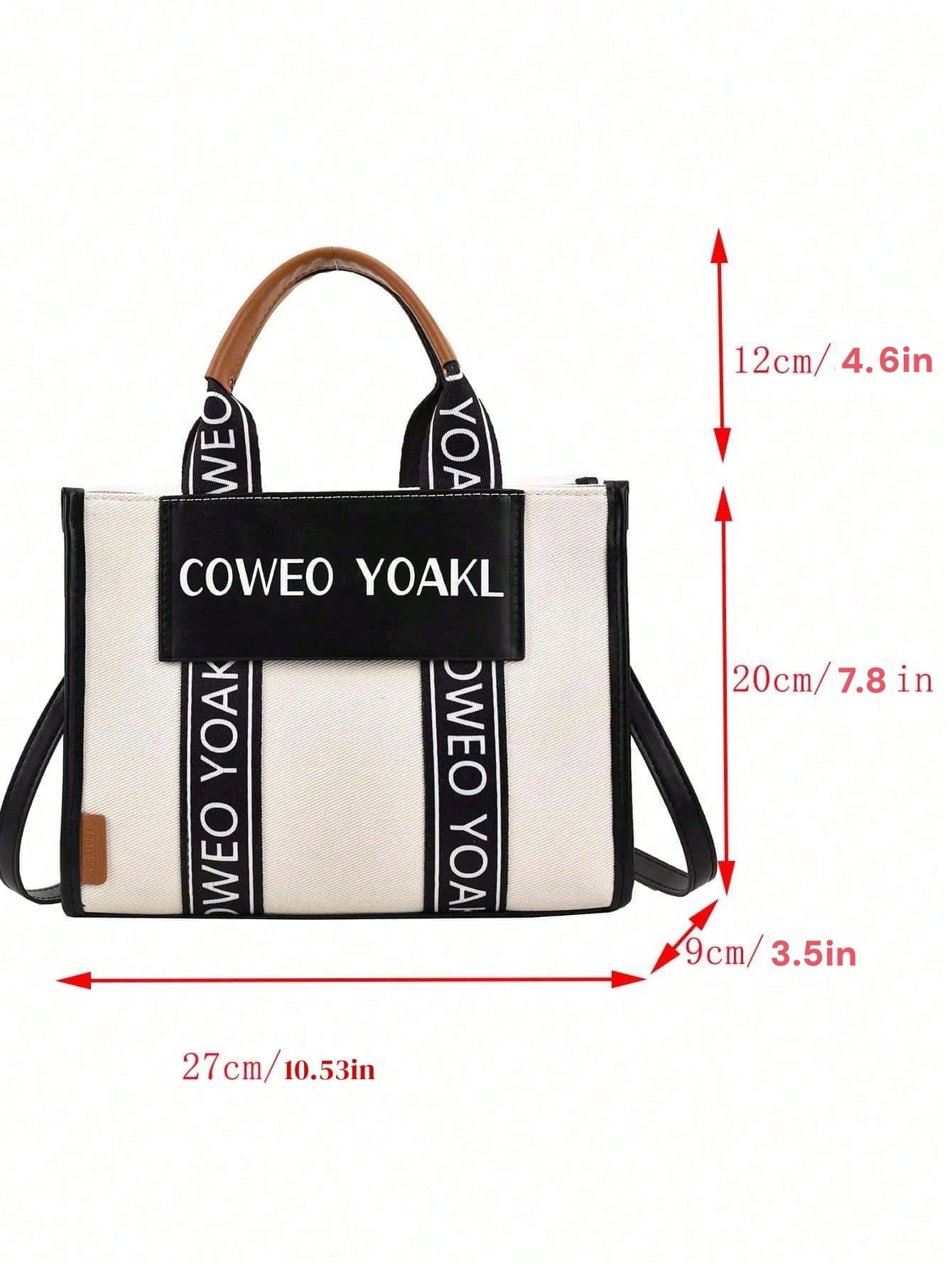 حقيبة أسود و أبيض الموضة ربط دنيم مع مطرز بحروف تص...