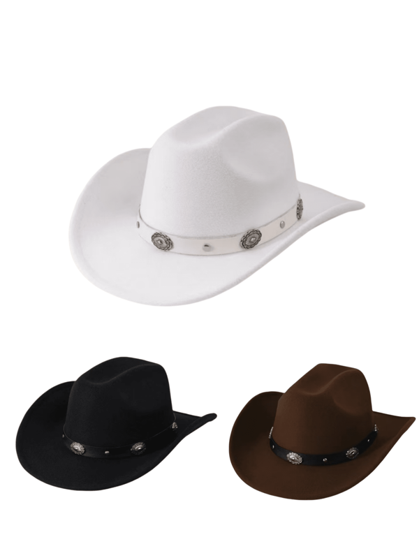 1pc Western Cowboy Hat, Faux Wool Felt Unisex Hat, Suitable For Cowboy-Themed Events, Parties, Costume Plays, Outdoor Activities, Daily Use