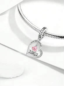 1 PC 925 Sterling Silver Family Heart Charm Bead Fit For Women Bracelets Bangles DIY Jewelry Making And Daily Outfit Matching Jewelry Decoration For Girls Valentines