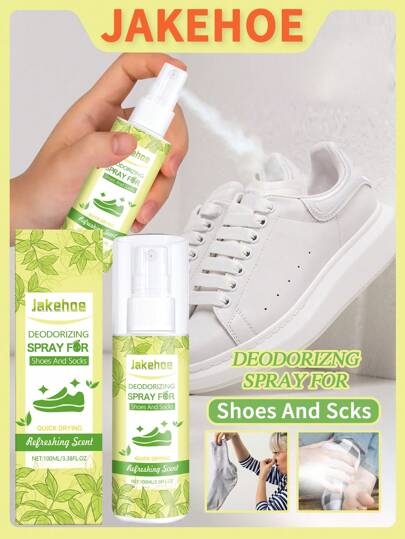 jakehoe 1 Box Of 100ml Shoe And Sock Deodorant Spray, Shoe Deodorant, Shoe And Sock Freshener, Can Quickly Remove Odors From Shoes And Socks, Keep Them Fresh And Dry, Unique Green Tea Fragrance Formula, Fast Spray Design, Convenient Daily Care, Make Feet Fresh, Suitable For All Kinds Of People